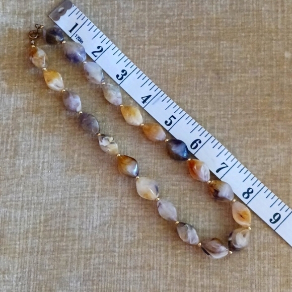 Gold Tone Marbled Beaded Necklace - Picture 3 of 7